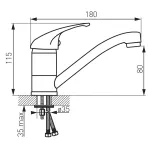 Vandens maišytuvas plautuvei 18cm FERRO
